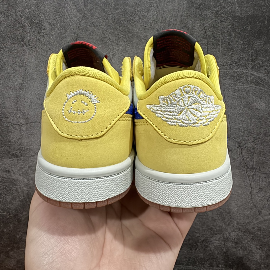 纯原TravisScottxAJ1倒钩低帮中童7.0金丝雀DZ5909-700印尼J2原厂配置刀模纸板全