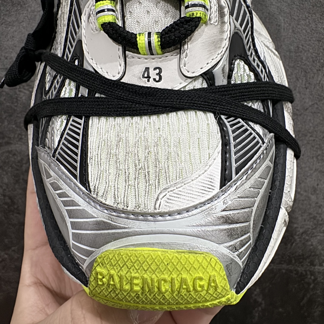 纯原BALENCIAGA3XLSneakers巴黎世家十代网布系带低帮走秀复古老爹鞋灰绿色全新版本全新顶