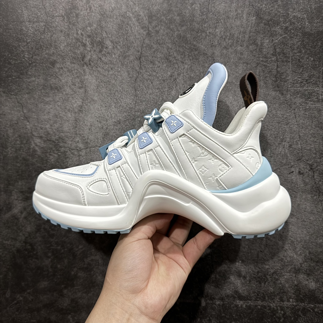 图片[2]-【广东纯原版本】Louis Vuitton Archlight Sneakers lv真皮拼色减震运动弓型舞蹈复古走秀老爹运动鞋n原装配件5D效果礼盒及全套原装配件包装物n支持感应NFC官网跳转n雪梨形超软沙绒纸团+细节制造精品n采用头层小牛皮革饰片n独立开发TPU回弹中底n组合TPR耐磨外底n超软皮内里脚垫 尺码：35-39 编码：HH500520-鞋库