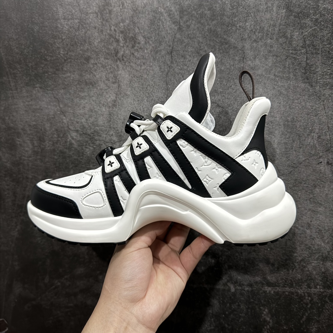 图片[2]-【广东纯原版本】Louis Vuitton Archlight Sneakers lv真皮拼色减震运动弓型舞蹈复古走秀老爹运动鞋n原装配件5D效果礼盒及全套原装配件包装物n支持感应NFC官网跳转n雪梨形超软沙绒纸团+细节制造精品n采用头层小牛皮革饰片n独立开发TPU回弹中底n组合TPR耐磨外底n超软皮内里脚垫 尺码：35-39 编码：HH500520-鞋库