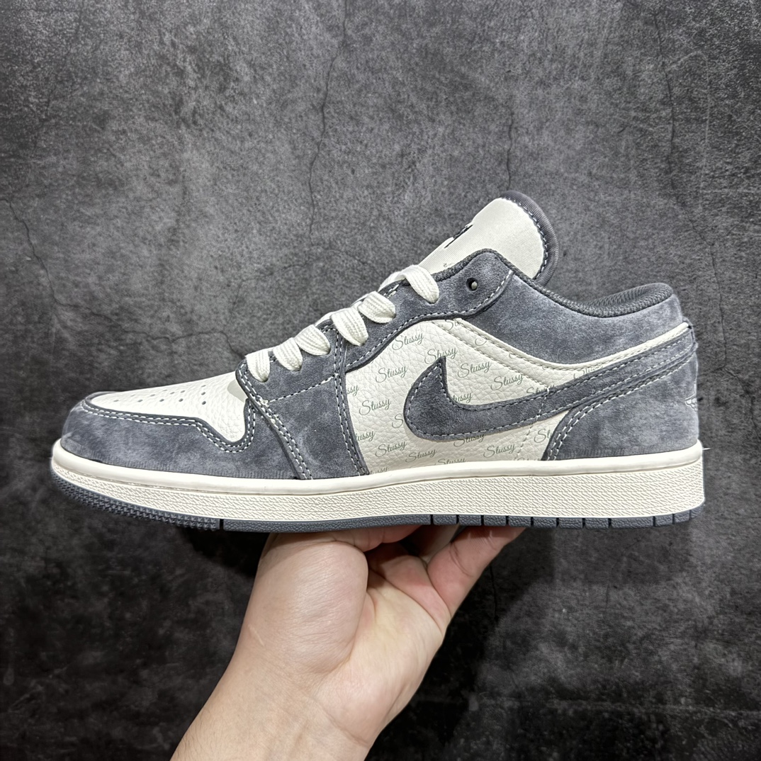 定制版 Air Jordan 1 Low AJ1 乔1 斯图西联名-灰猪八 高端定制 低帮篮球鞋 SJ9950-010