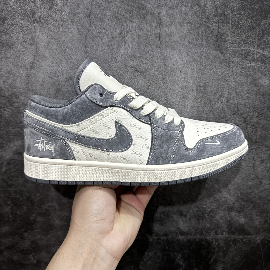 定制版 Air Jordan 1 Low AJ1 乔1 斯图西联名-灰猪八 高端定制 低帮篮球鞋 SJ9950-010