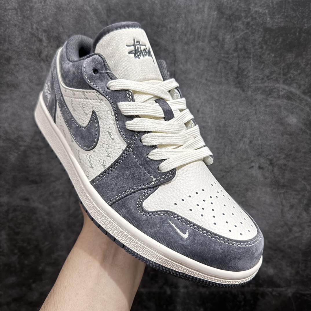 定制版 Air Jordan 1 Low AJ1 乔1 斯图西联名-灰猪八 高端定制 低帮篮球鞋 SJ9950-010