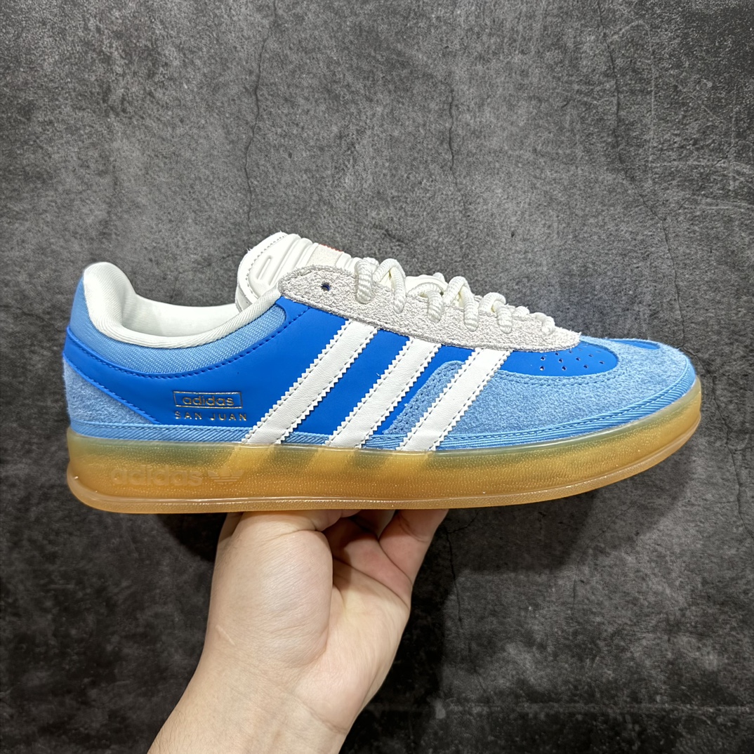 纯原Top版 坏痞兔Bad Bunny x AD Gazelle Indoor Trainers ”Benito”羚羊内训系列低帮复古百搭休闲运动德训风板鞋“联名白蓝变形鞋头”IF9734