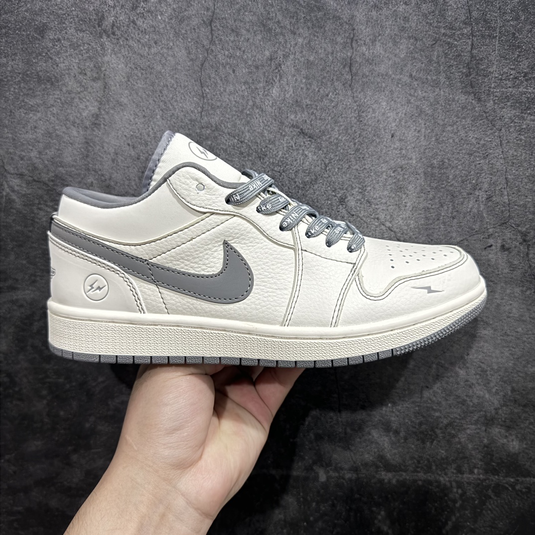 定制版AirJordan1LowAJ1乔1闪电联名-米白灰周年高端定制低帮休闲板鞋CF3688-020定