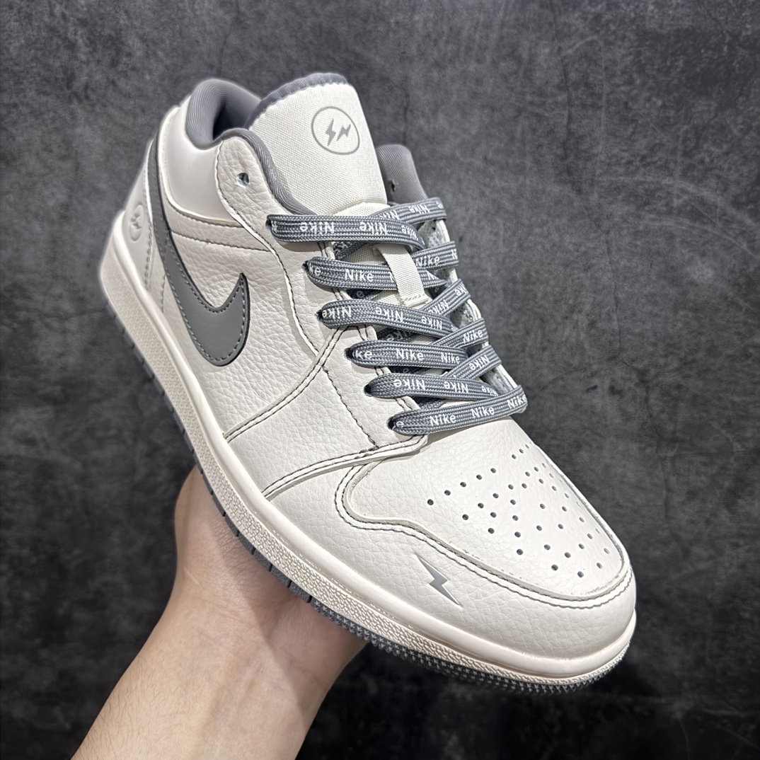 定制版AirJordan1LowAJ1乔1闪电联名-米白灰周年高端定制低帮休闲板鞋CF3688-020定