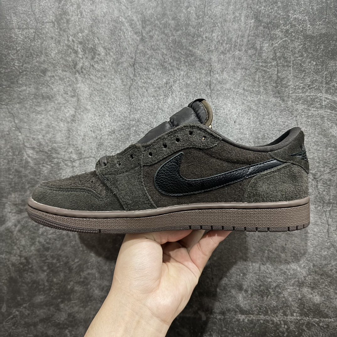 纯原TravisScottxAirJordanAJ1LowOGSPTS联名黑棕倒钩低帮DM7866-20