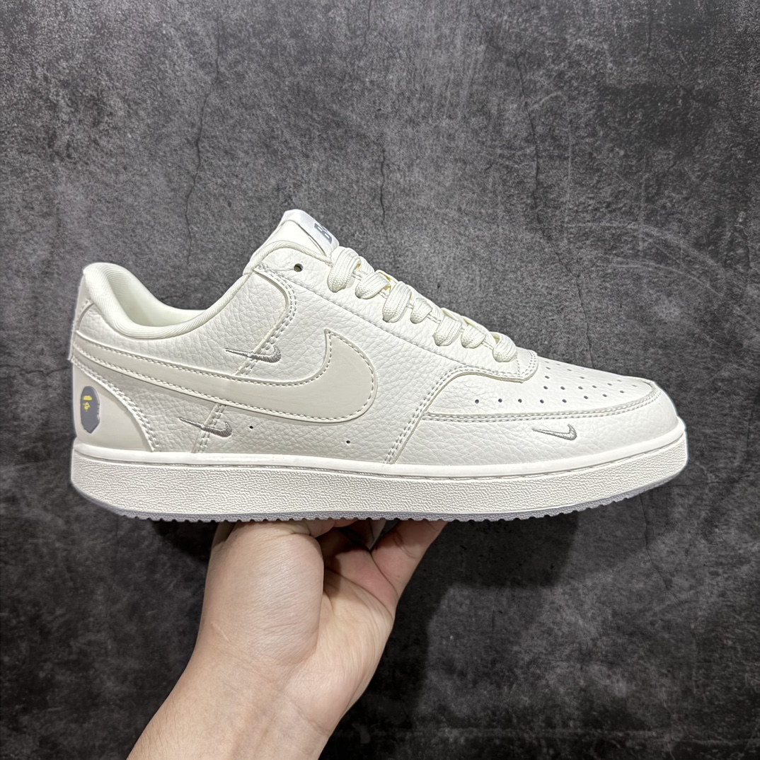 定制版NikeCourtVisionLowxBAPE米白休闲运动板鞋纯原版本低帮百搭透气休闲运动板鞋经典