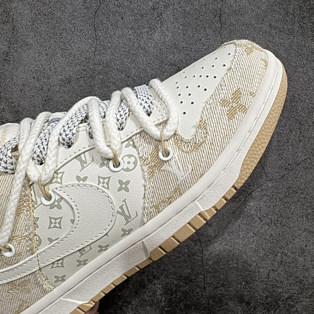 定制版NikeSBDunkLowxLouisVuitton定制绑带白黄纯原大厂出品极力推荐原装头层材料独