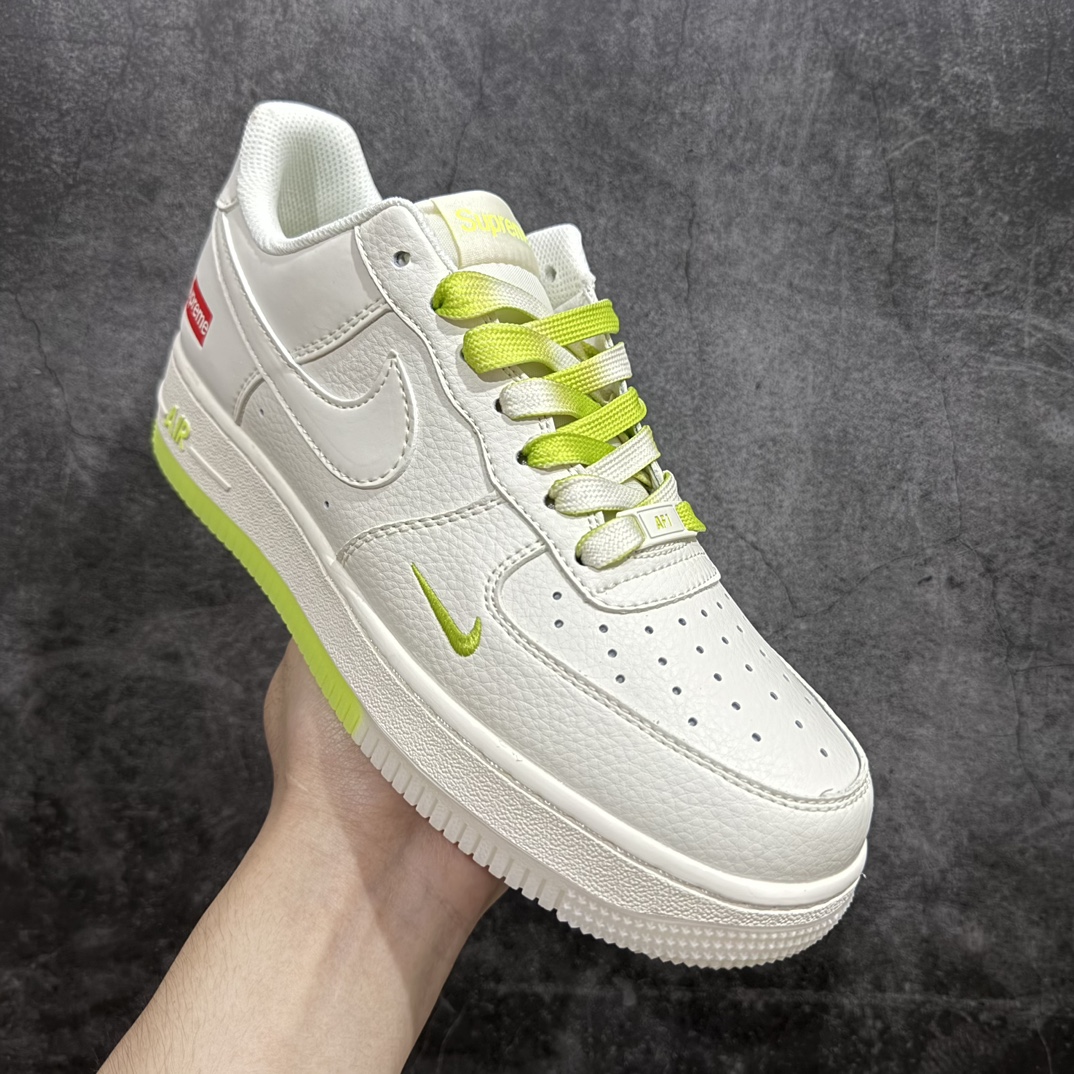 定制版 Nk Air Force 1'07 Low Supreme联名-米白荧光绿 空军一号低帮休闲板鞋 BB7577-219