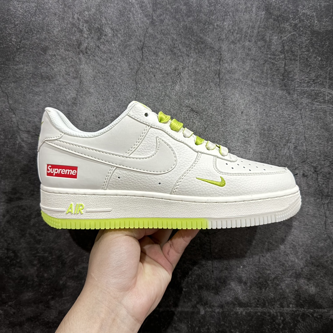 定制版 Nk Air Force 1'07 Low Supreme联名-米白荧光绿 空军一号低帮休闲板鞋 BB7577-219