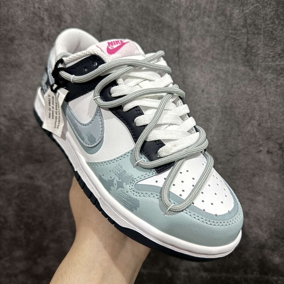 YC纯原 NK Dunk Low 泼墨涂鸦 灰绿 FB9109-401