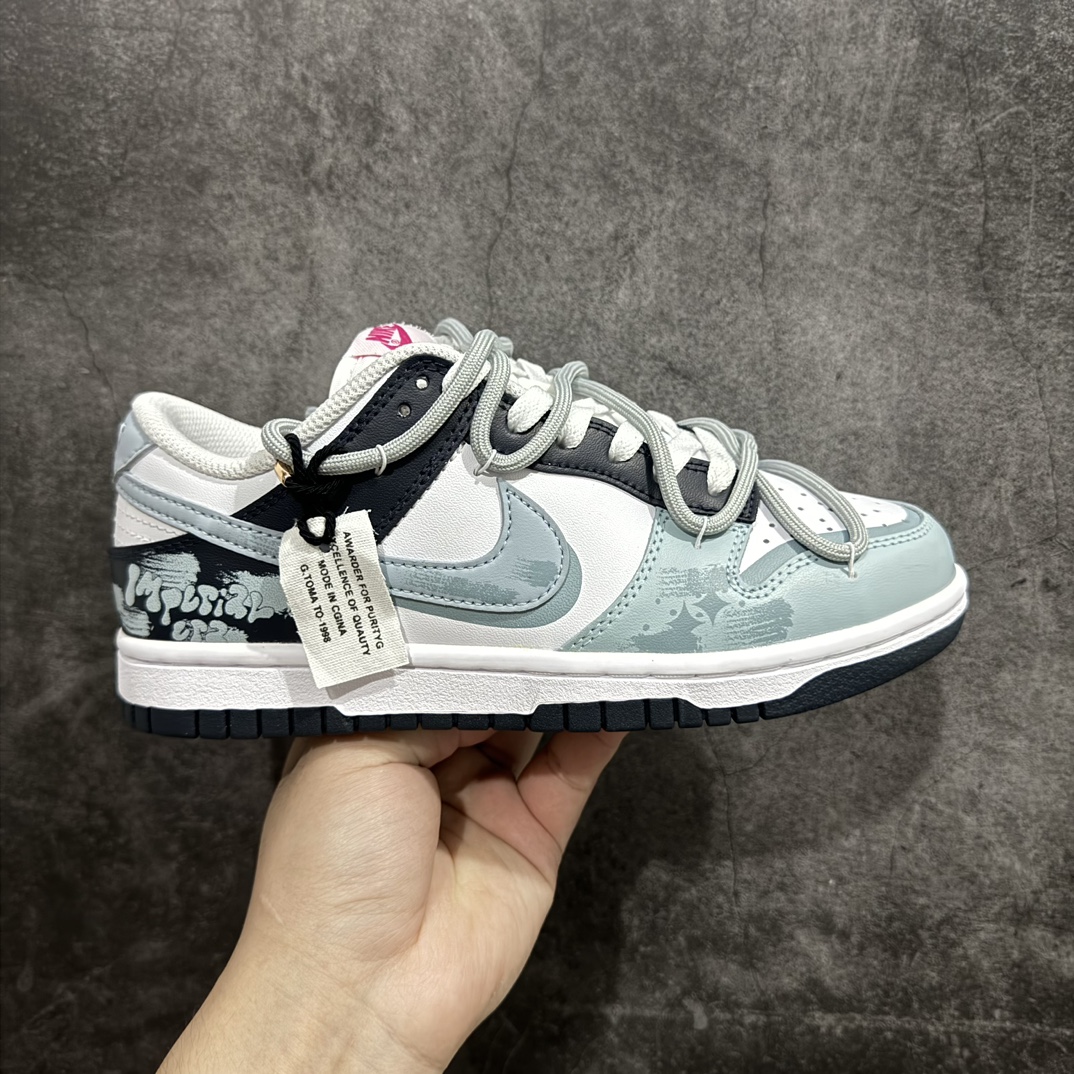 YC纯原 NK Dunk Low 泼墨涂鸦 灰绿 FB9109-401