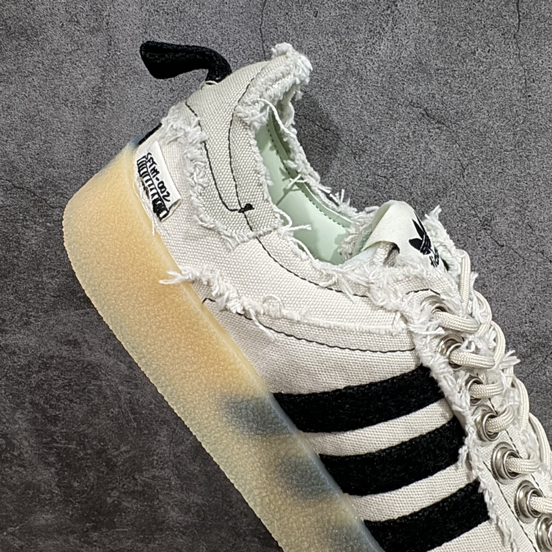 图片[7]-【福利专供版】Song For The Mute x AD Originals Campus 90S 最新联名复古破坏工艺帆布鞋 上架实拍 原版开发版型，外置耐磨防滑橡透明胶底，不对称配色设计，毛巾面料的三条杠和后跟提环，破坏毛边的做旧设计，纽扣式鞋带孔，细节和质感拉满，满满时尚感 货号：ID4818 尺码：36 36.5 37 38 38.5 39 40 40.5 41 42 42.5 43 44 44.5 45-选品中心