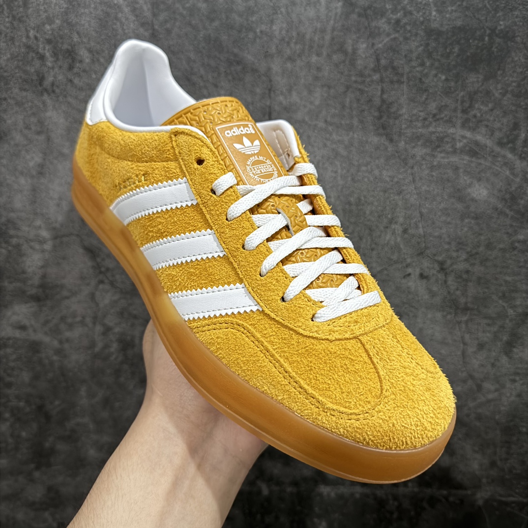 PK纯原 AD Original Gazelle Indoor Trainers 瞪羚室内鞋系列低帮复古百搭休闲运动德训风板鞋 黄白 HQ8716