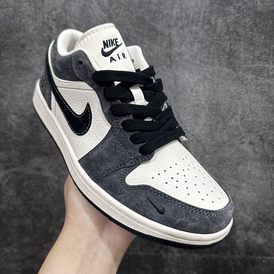 AirJordan1LowAJ1乔1暴力熊联名-米黑小勾高端定制低帮复古篮球鞋SJ9950-016#定制