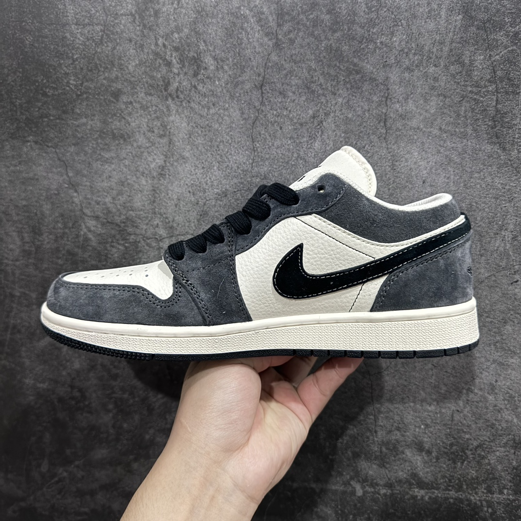 AirJordan1LowAJ1乔1暴力熊联名-米黑小勾高端定制低帮复古篮球鞋SJ9950-016#定制