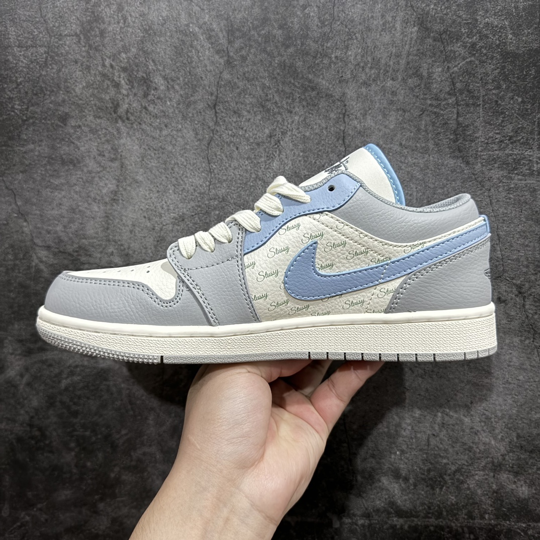 定制版 Air Jordan 1 Retro Low x Stuy 米白灰蓝小钩 JJ8688-007