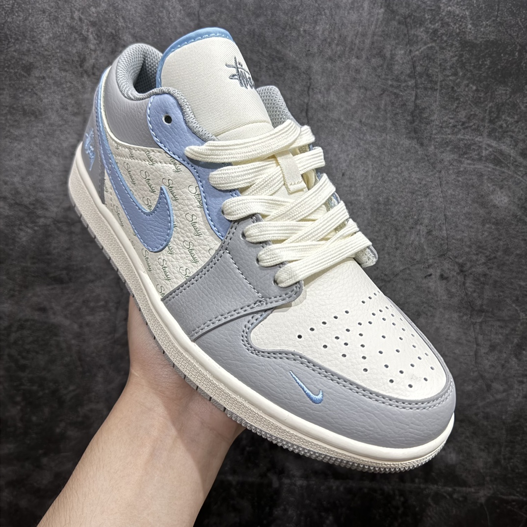 定制版 Air Jordan 1 Retro Low x Stuy 米白灰蓝小钩 JJ8688-007