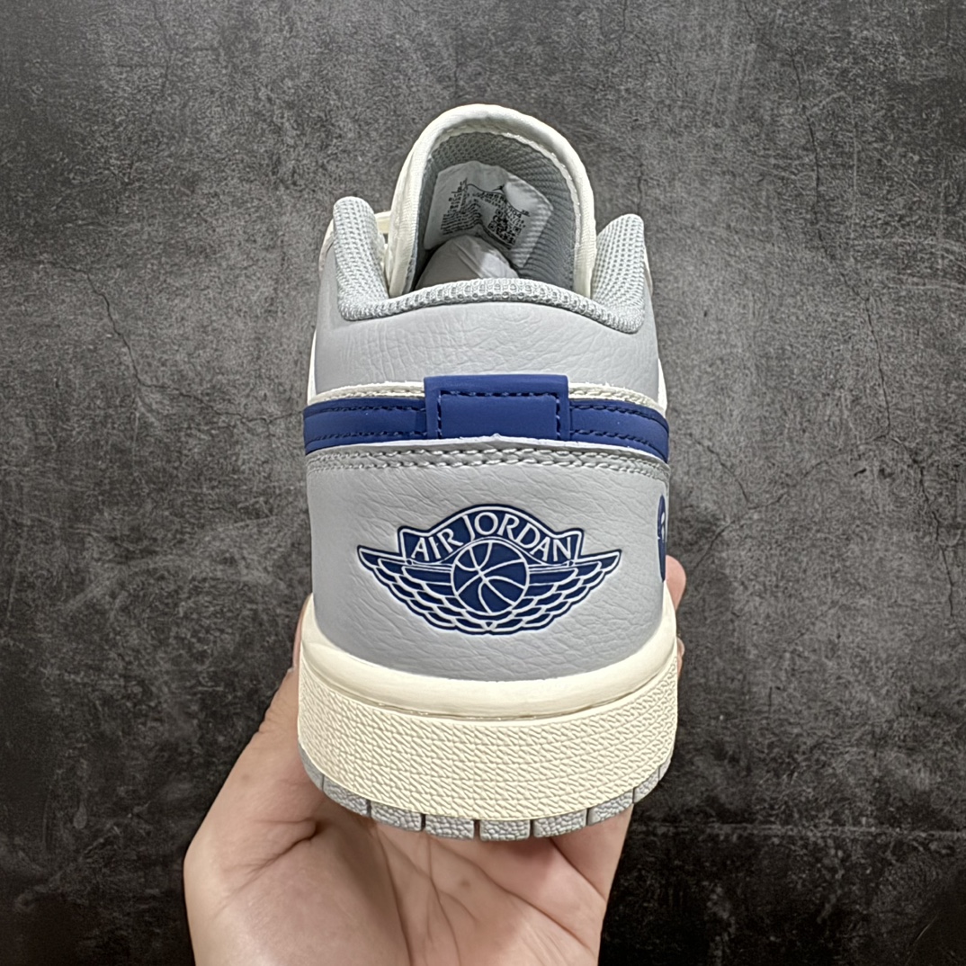 定制版NikeJordanAirJordan1“Bape联名米蓝灰”高端定制低帮复古减震防滑耐磨篮球鞋定