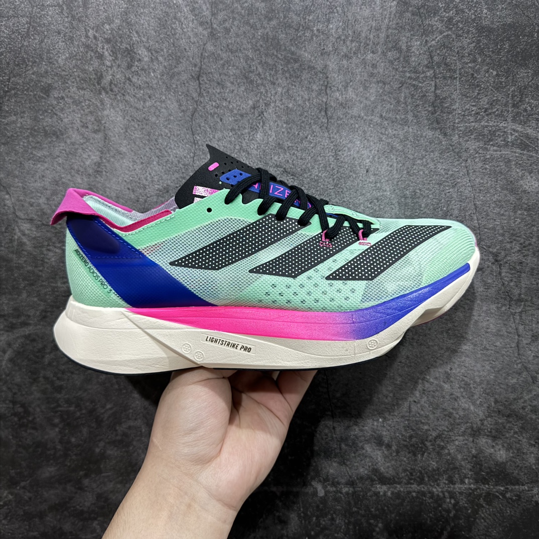 adidasAdizeroAdiosPro3舒适百搭减震防滑耐磨低帮碳板马拉松跑步鞋波士顿3代夏季透气网