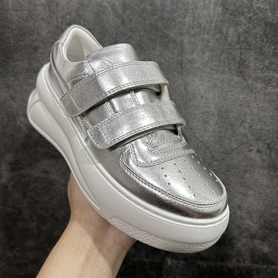 莞产纯原 Acne Studios Steffey Velcro Strap Sneakers 维可搭扣系列低帮笑脸魔术贴厚底老爹风休闲运动