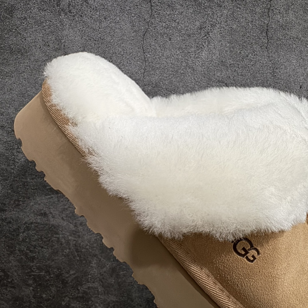 UGG W Disquette Slipper Chestnut 蒂茨库特系列加厚款穆勒风包头舒适露跟半拖鞋“可乐深棕加绒”1122550-CHE