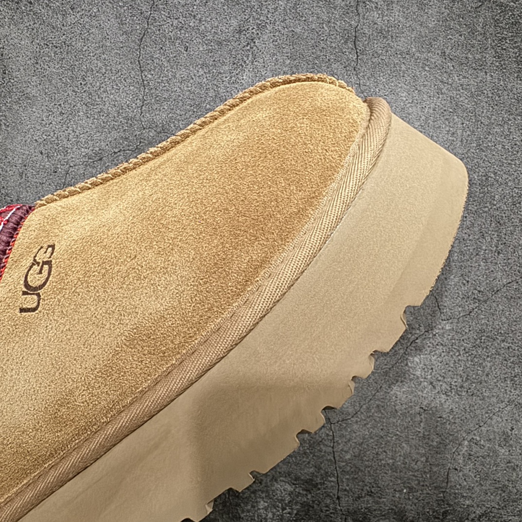 UGG W Leisure Tazz Slipper Chestnut 塔茨系列加厚款穆勒风包头舒适露跟厚底半拖鞋“栗子棕红编织加绒”1122553-CHE