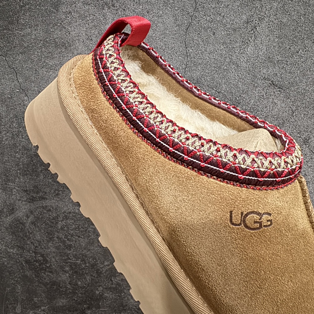 UGG W Leisure Tazz Slipper Chestnut 塔茨系列加厚款穆勒风包头舒适露跟厚底半拖鞋“栗子棕红编织加绒”1122553-CHE