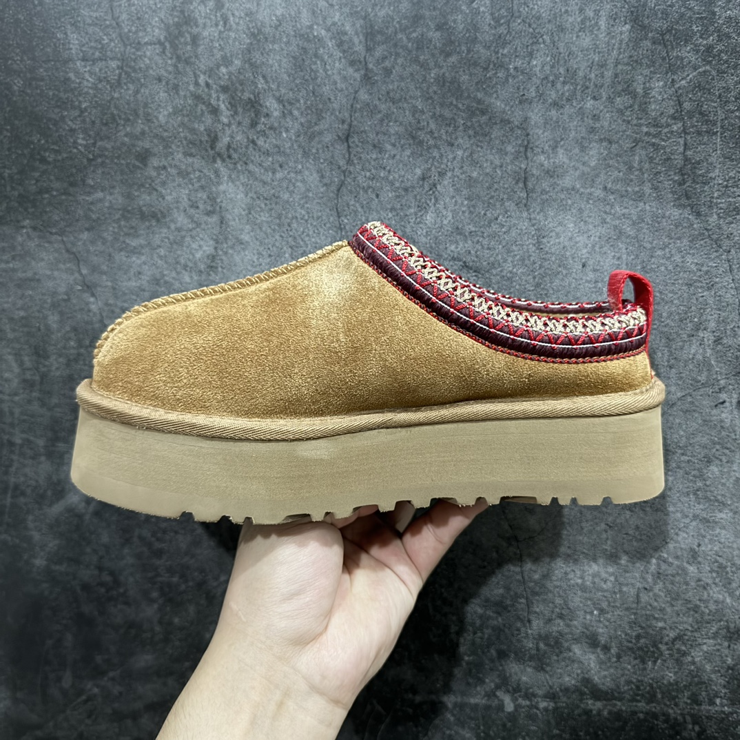 UGG W Leisure Tazz Slipper Chestnut 塔茨系列加厚款穆勒风包头舒适露跟厚底半拖鞋“栗子棕红编织加绒”1122553-CHE