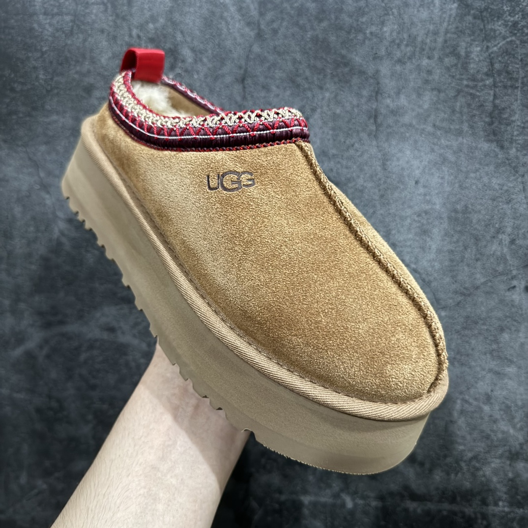 UGG W Leisure Tazz Slipper Chestnut 塔茨系列加厚款穆勒风包头舒适露跟厚底半拖鞋“栗子棕红编织加绒”1122553-CHE