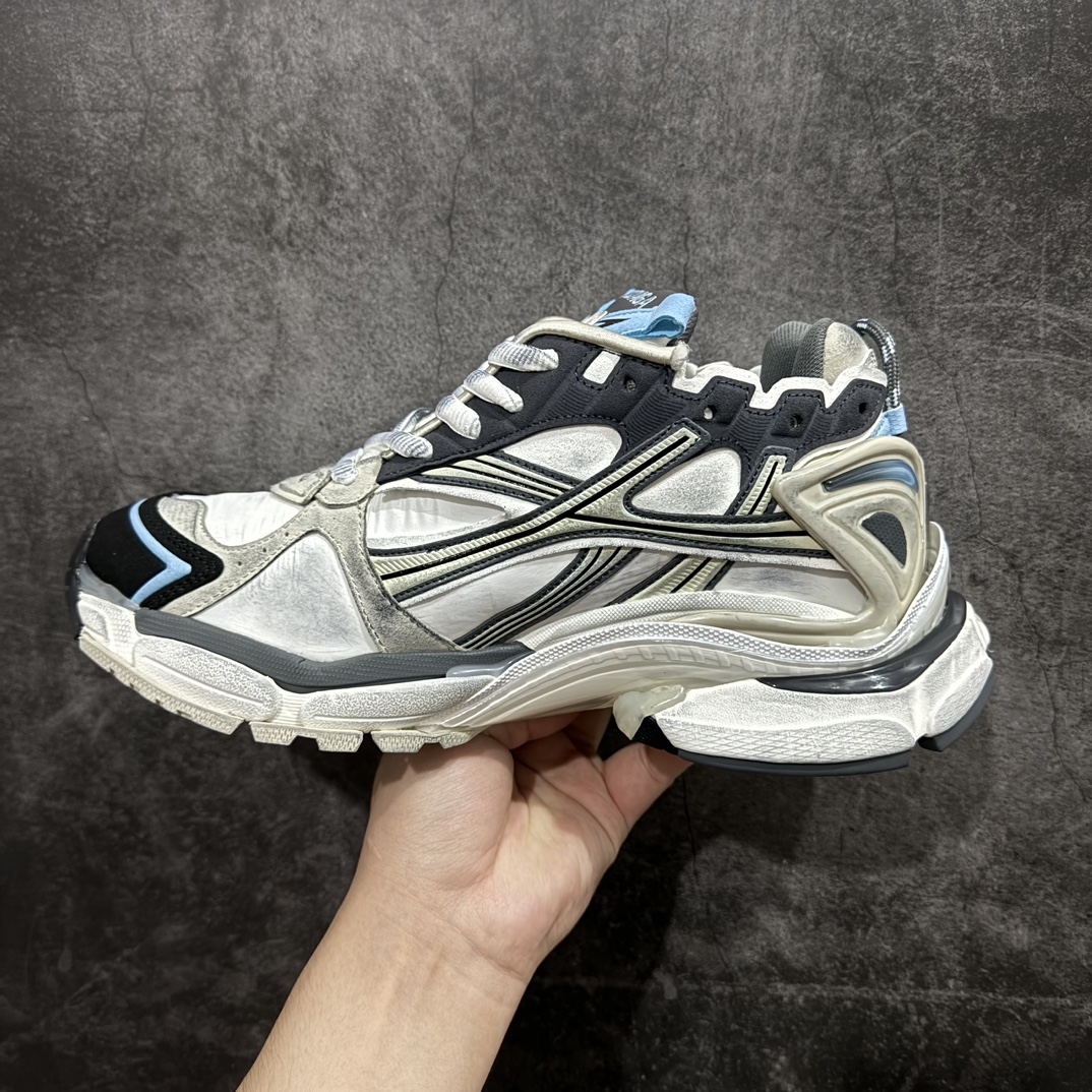 纯原OK版本 Balenciaga Runner 巴黎世家7.5代 破坏风 手工做旧款复古老爹鞋 灰蓝色