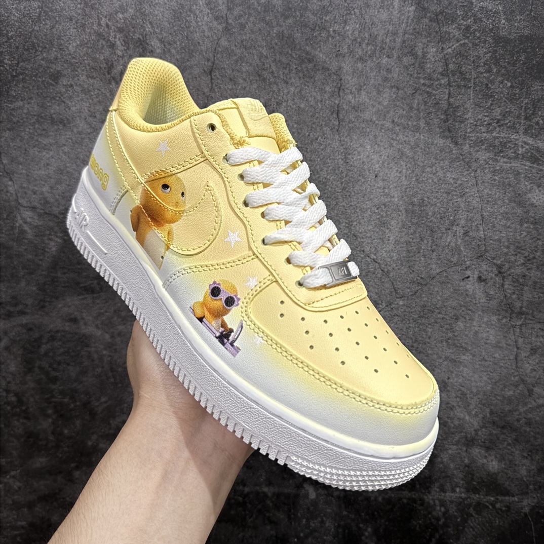 NikeAirForce1Low白黄小奶龙原楦头原纸板打造纯正空军版型专注外贸渠道全掌内置蜂窝气垫原盒配