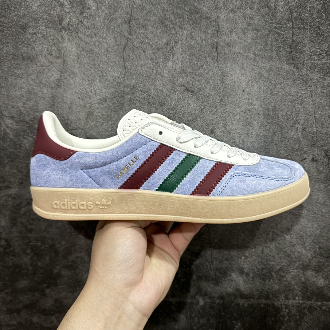 【正确版】Adidas Gazelle Indoor Trainers 羚羊内训系列低帮复古百搭休闲运动德训风板鞋“翻毛浅紫红暗绿生胶底”IG4994nn男女鞋真半码制n升级原楦纸版开发n采用翻毛皮组合环保纤维革鞋面材质n内环保海玻璃鞋垫 外置RB橡胶大底 尺码：36 36⅔ 37⅓ 38 38⅔ 39⅓ 40 40⅔ 41⅓ 42 42⅔ 43⅓ 44 44⅔ 45 编码：NMGY200230-鞋库