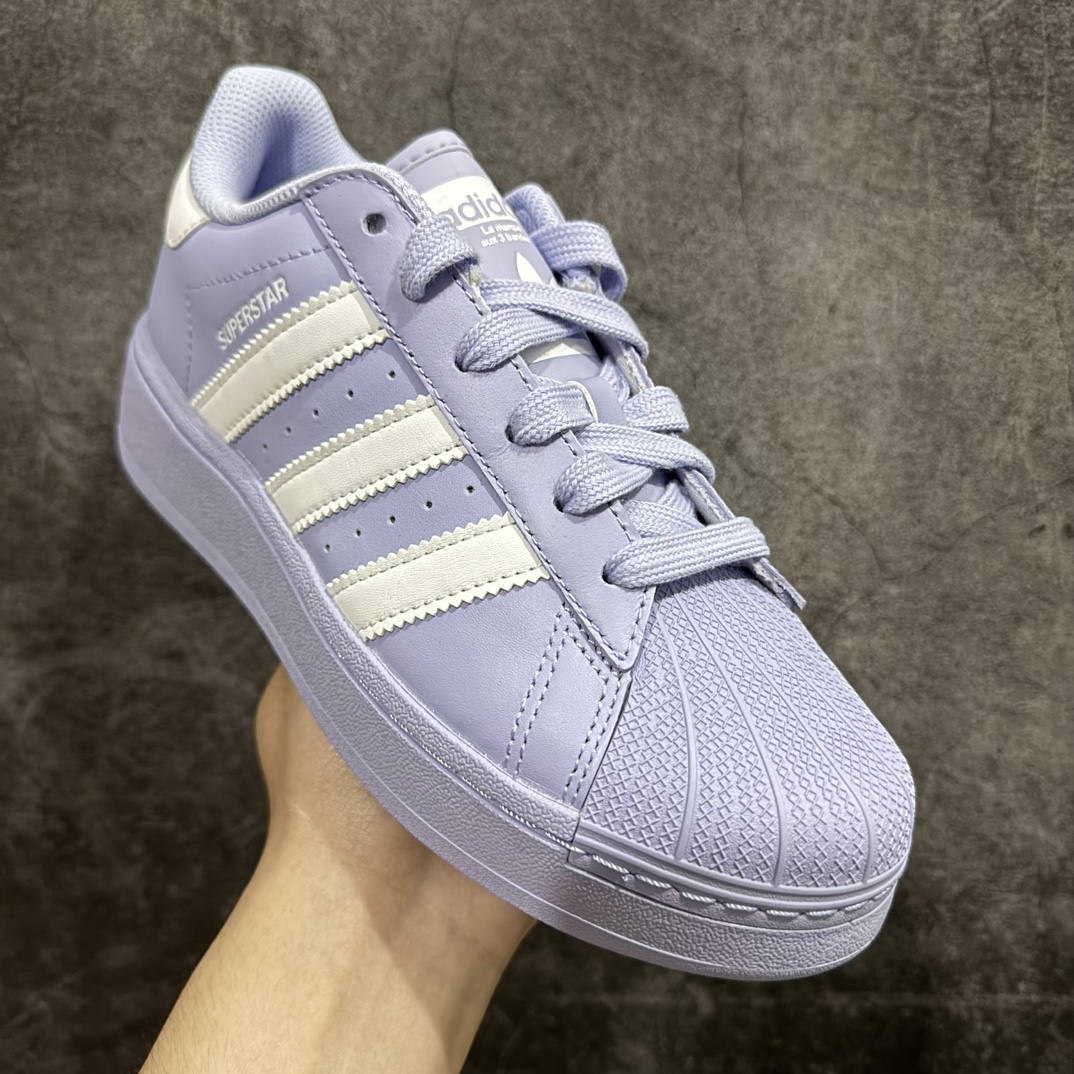 平台充正版AdidasSuperstarXLG阿迪白浅绿贝壳头厚底款低帮休闲板鞋ID5735市售最强版出