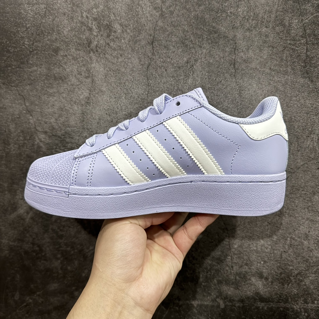 平台充正版AdidasSuperstarXLG阿迪白浅绿贝壳头厚底款低帮休闲板鞋ID5735市售最强版出