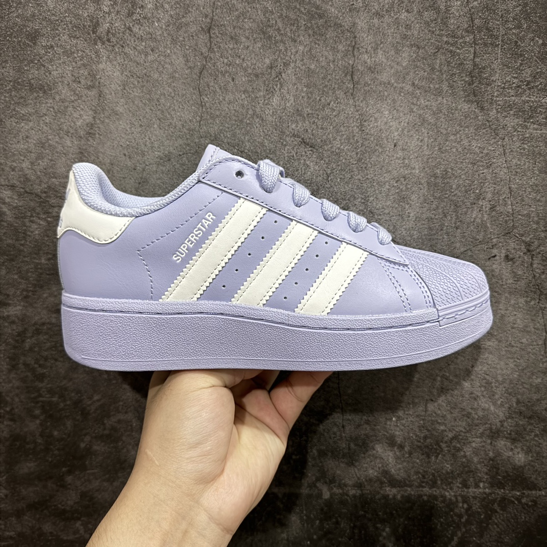 平台充正版AdidasSuperstarXLG阿迪白浅绿贝壳头厚底款低帮休闲板鞋ID5735市售最强版出