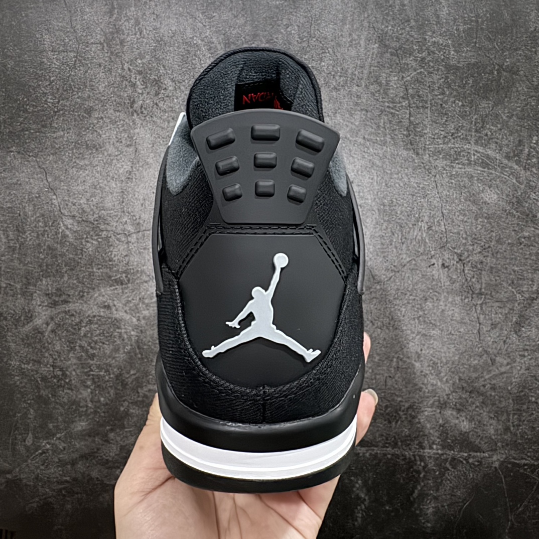 图片[4]-【莞产裁片】Air Jordan 4 Retro \” Black Canvas \” AJ4乔4 文化篮球鞋 黑帆布 DH7138-006n大厂出品 值得信赖的产品n原鞋开发 全鞋为原鞋一致麂皮材质 质感满满n鞋型到位 正宗乔4的完美鞋型 鞋舌长度同步原鞋n原厂网格不打皱 鞋底有刷漆 正确电脑针车走线 超高裁边清洁度n值得入手零售的好货，优势价格主推💪🏻 尺码：40.5-47.5 编码：LJQ470500-鞋库