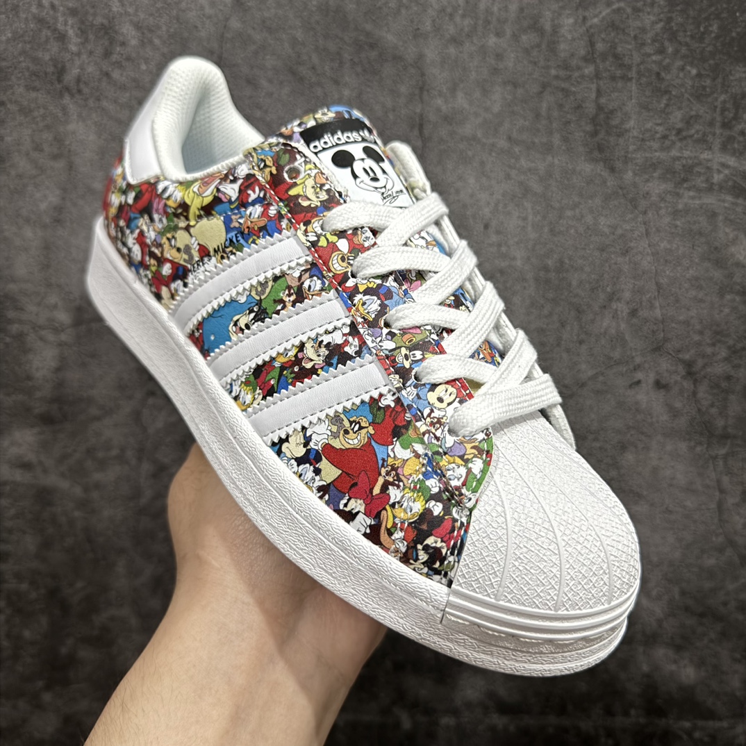 图片[3]-【公司级】联名款系列迪士尼/©Disney x Adidas Originals Superstar\”Mickey Mouse and Donald Duck\”经典贝壳头系列低帮百搭休闲运动板鞋“联名米老鼠唐老鸭彩色印面”IG6857n女鞋真标半码制n原楦原纸版开发n采用粒面牛剖革鞋面材质n2020改良全包围鞋垫n正确2020版鞋底模具及扇贝头盖片❗ 尺码：35 36 36⅔ 37⅓ 38 38⅔ 39⅓ 40 编码：XN200220-鞋库