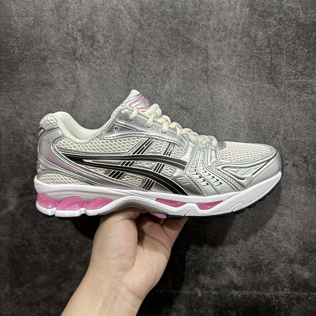 纯原版ASICSGEL-KAYANO14亚瑟士系列轻量缓震休闲运动跑步鞋银黑粉目前市场最优品质鞋型细节秒