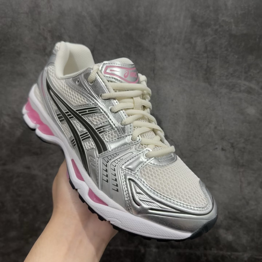 纯原版ASICSGEL-KAYANO14亚瑟士系列轻量缓震休闲运动跑步鞋银黑粉目前市场最优品质鞋型细节秒