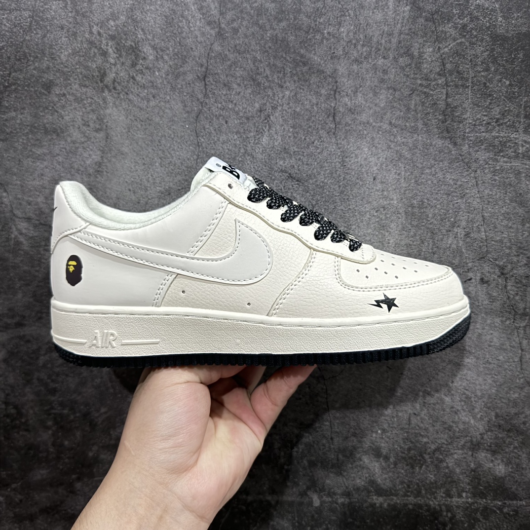 公司级海外限量发售NIkeAirForce107Low“Bape联名--米黑满天星”空军一号低帮运动鞋休