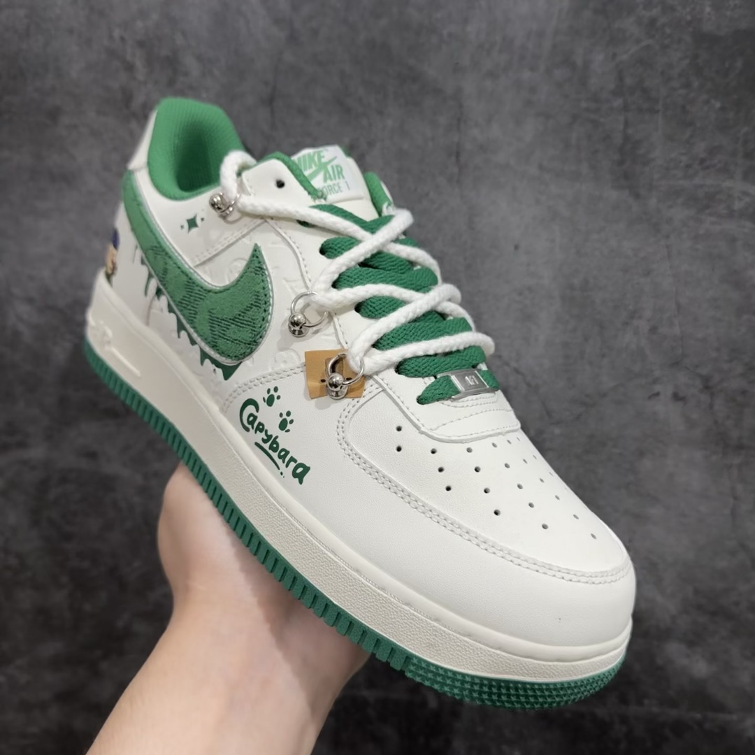 定制版NikeAirForce107Low卡皮巴拉米白绿原楦头原纸板打造纯正空军版型#专注外贸渠道全掌内