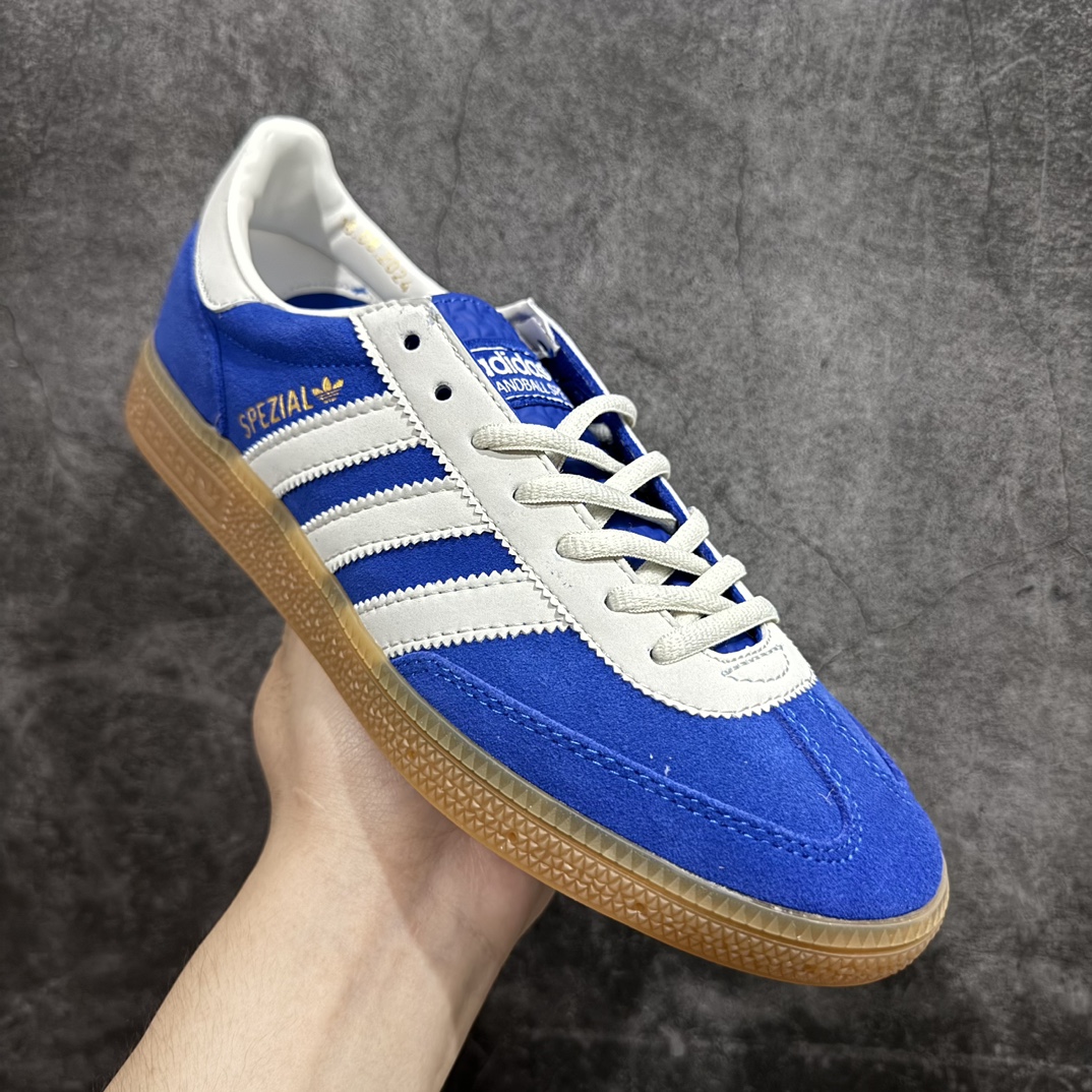 图片[3]-【正确版】Adidas Handball Spezial  阿迪达斯经典款反毛皮复古休闲板鞋 白蓝生胶 JP5278n原厂原档案开发出品 皮料切割干净无任何毛边鞋型细节完美 超高清洁度 市场最高版本  尺码：35.5 36 36.5 37 38 38.5 39 40 40.5 41 42 42.5 43 44 44.5 45 编码：DZ230250-鞋库