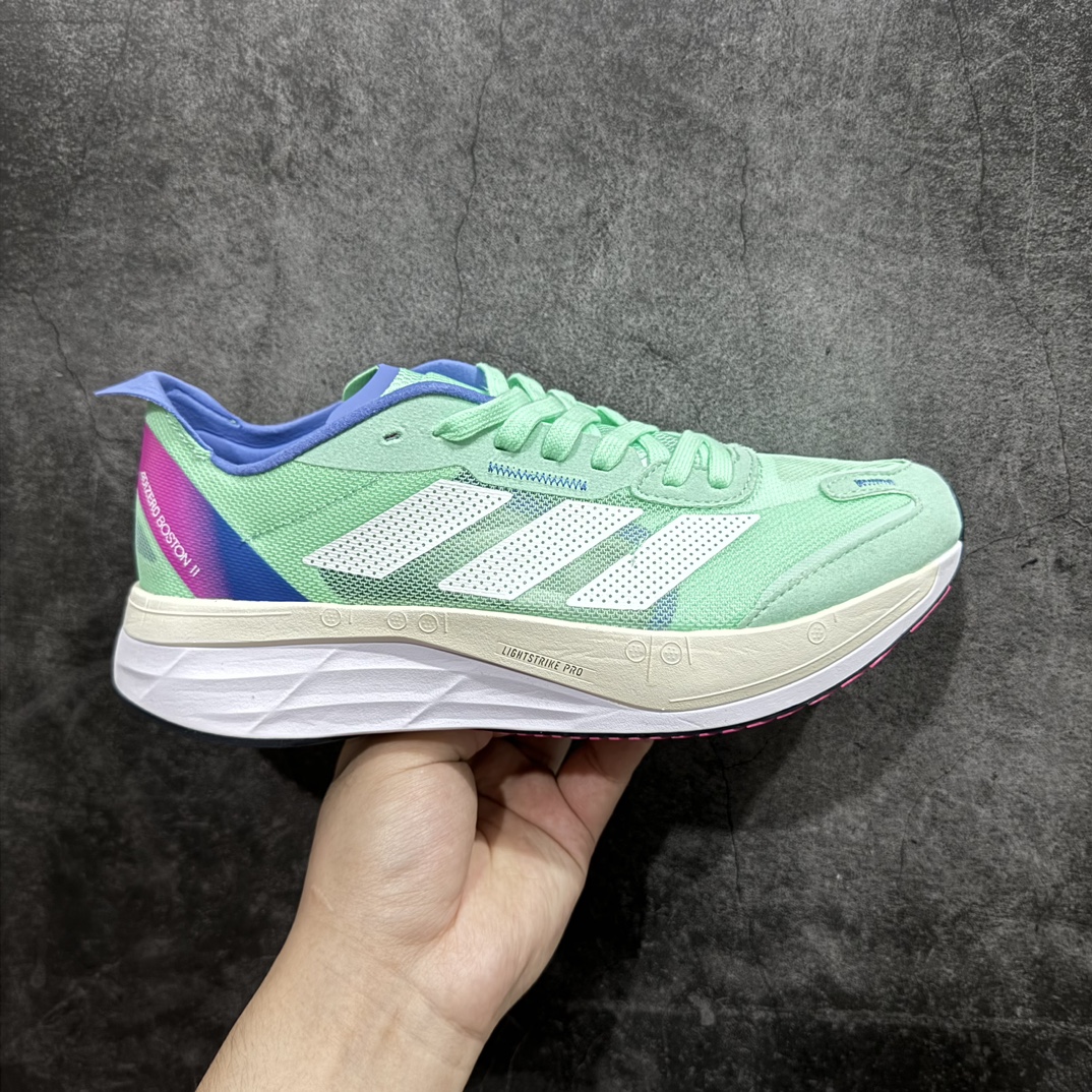 AdidasAdizeroBoston11超轻发泡底缓震透气跑步鞋AdizeroBoston11跑鞋专为