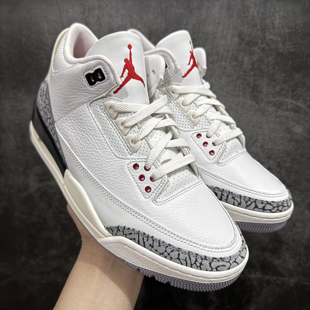 【DG2.0纯原】Air Jordan AJ3 Retro 复古白水泥 DN3707-100n有史以来 市场最高版n实拍所见即所得 所有细节均可秒杀市场纯原版n原厂细纹磨砂爆裂纹路 同步原版n原楦原纸板开发 确保原汁原味原厂皮料质感色泽绝无偏差完美中底拉帮 原厂中底钢印 原档案大底 如假白送 大底纹路气垫通透度PU的回弹性均百分百还原原厂电绣鞋舌飞人刺绣针数立体讲究精细欢迎对比正品原鞋SIZE：40 40.5 41 42 42.5 43 44 44.5 45 46 47.5 编码：LJQ480500-鞋库