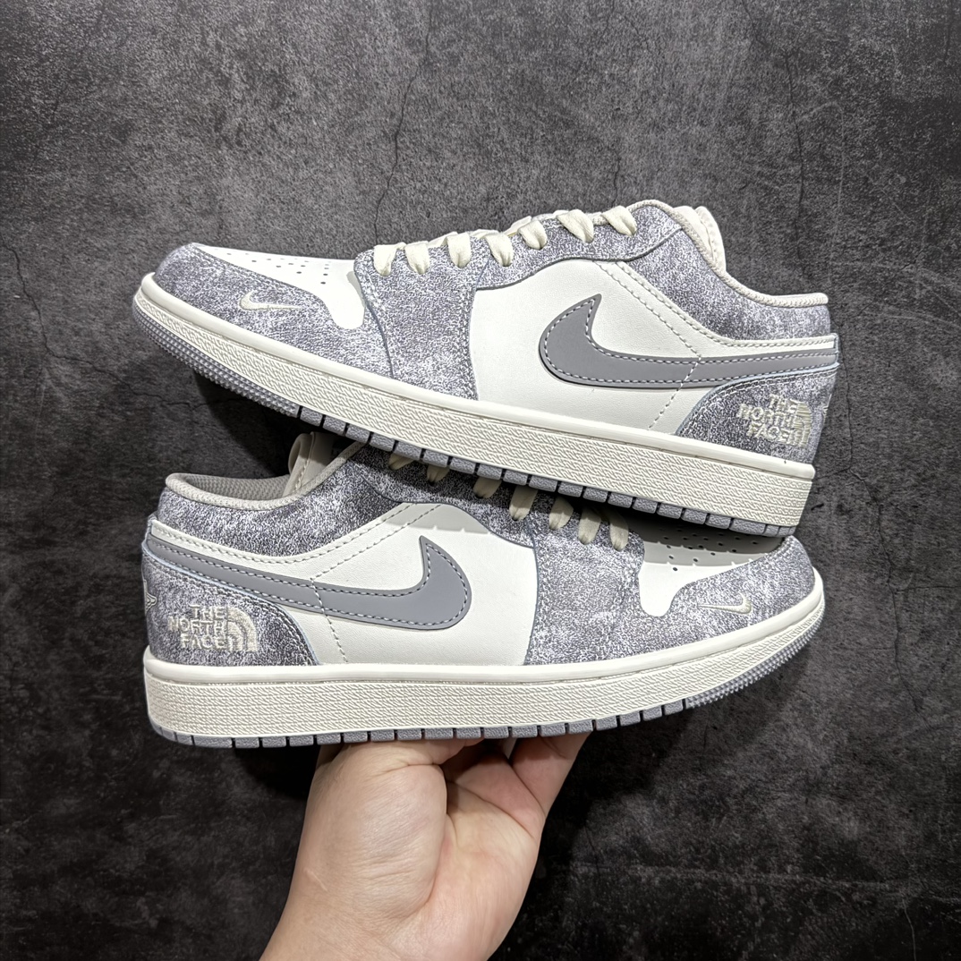 定制版AirJordan1LowAJ1乔1北面联名-岩石灰高端定制低帮复古篮球鞋DC2024-023定制