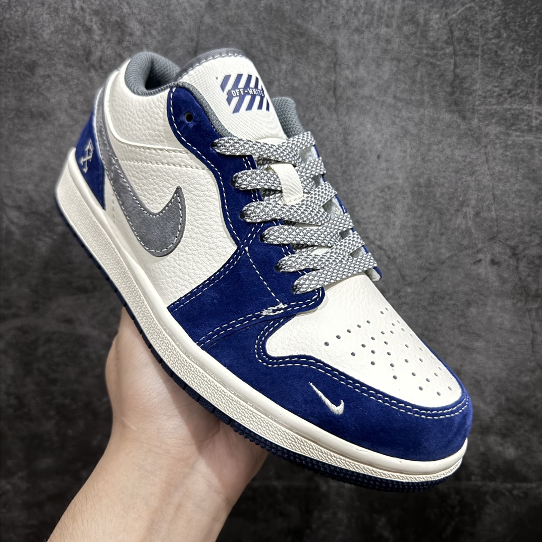 定制版 Air Jordan 1 Low AJ1 乔1 OFF-WHITE联名-麒麟蓝 高端定制 低帮复古篮球鞋 WG8850-013