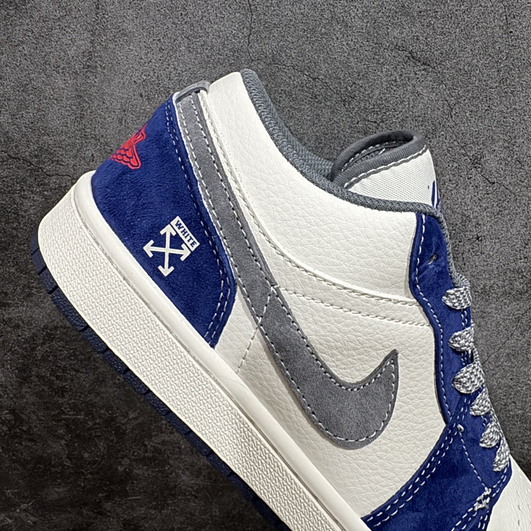 定制版 Air Jordan 1 Low AJ1 乔1 OFF-WHITE联名-麒麟蓝 高端定制 低帮复古篮球鞋 WG8850-013