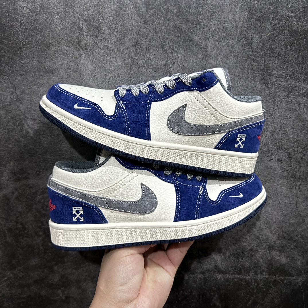 定制版AirJordan1LowAJ1乔1OFF-WHITE联名-麒麟蓝高端定制低帮复古篮球鞋WG885